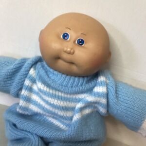 Vintage 1984 Cabbage Patch Kid Doll Blue Eyes Bald Boy Signed‎ Xavier Roberts